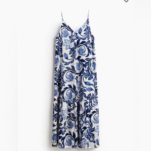 HM Long A line Blue & White Floral Maxi Dress